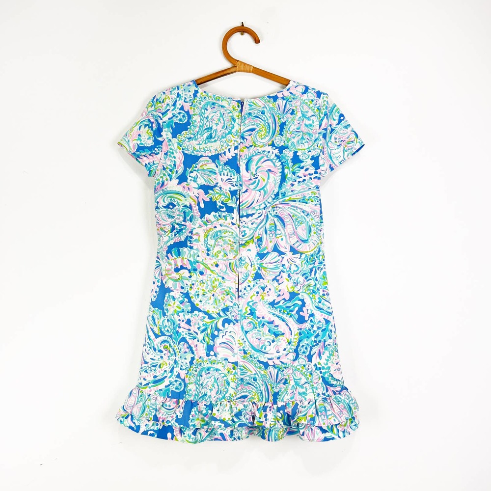 Lilly Pulitzer Masey Short Sleeve Romper In blue Carnivale Coral Size 2 - Picture 10 of 10